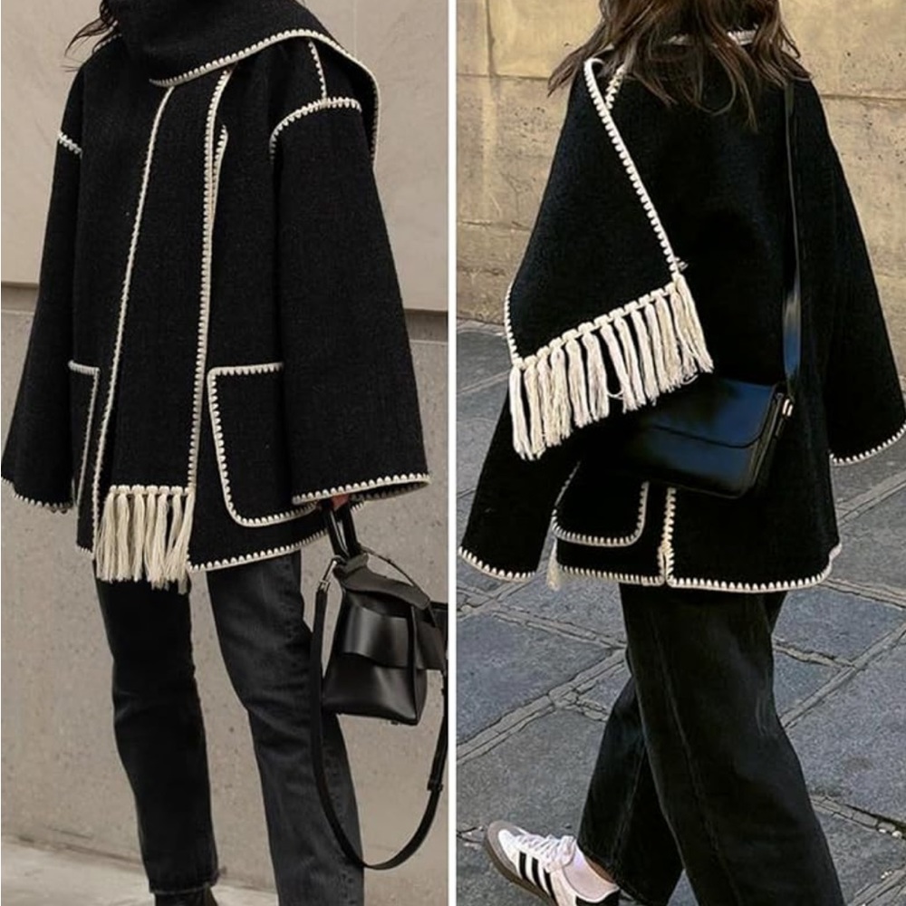 Black and white scarf + jacket set